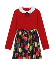 Dolce Gabbana Kids Tulip Printed Bow Detailed Dress 2Y,10Y multi-color