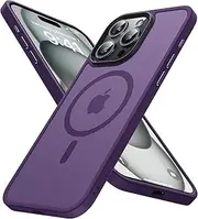 Degeca Magnetic for iPhone 15 Pro Case [Military Drop Protection] [Compatible with MagSafe] Anti-Fingerprint Slim Protective Translucent Matte Cover for iPhone 15 Pro Phone Case (6.1"), Deep Purple