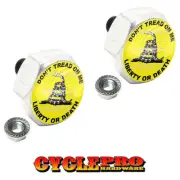 2 Silver Billet Hex License Plate Frame Tag Bolts - DON'T TREAD ON ME - 119