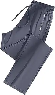 [Generic] Mens Lightweight Sweatpants Elastic Waist Straight Leg Casual Pants Baggy Athletic Workout Pants with Zipper Pockets