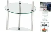 Designs2Go Classic Glass 3-Tier Round End Modern Contemporary Side Table with