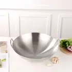 Stir Fry Wok Pan Stainless Steel Kitchen Wok Pan Non- Stick Non-Coating Round