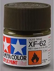TAMIYA AMERICA 81762 XF62 Mini Acrylic Paint, Olive Drab, 1/3 oz