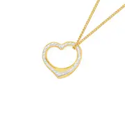 9ct Gold Two Tone 16mm Diamond-cut Floating Heart Pendant