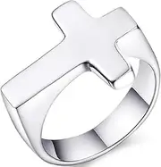 [Generic] Titanium Steel Sideways Cross Signet Style Ring