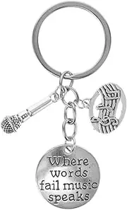 [SAFIGLE] 3 Pcs Retro Music Note Microphone Keychain Zinc Alloy Keyring for Keys, Purse, Backpack Compact and Lightweight present for Music Lovers