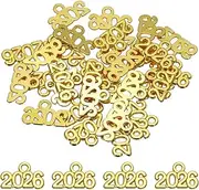 uxcell Metal Year Number Charm, Gold 2026 Year Charm Graduation Tassel for DIY Jewelry Making, Necklace Bracelets, Keychain, Pack of 30