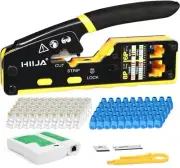 RJ45 Crimp Tool Kit Pass Through Cat6 Crimping Tool Kit, All-in-One Ethernet ...