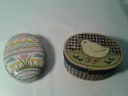 Vintage EASTER EGGS BABY CHICK metal cookie cutters Potpourri Press 1988 in tin