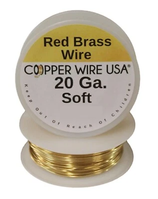 20 Ga. Red Brass Round Wire 25 Ft. Spool/ ( Dead Soft ) C230 Brass Made In USA