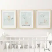 Baby Boy Animal Nursery or Bedroom Wall Art Decor Print Set, 3 for 2, Boys Room