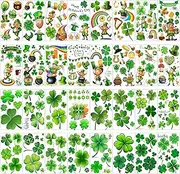 VANTATY 32 Sheets 248+ PCS St Patricks Day Tattoos For Kids Girls Boys Women Men Adults, Saint St. Patrick's Day Accessories Shamrock Temporary Tattoo Stickers, Lucky Clover Tattoo Irish Party Favor