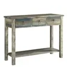 42 Blue and White Solid Wood Console Table