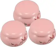 Healeved Travel Cosmetic Container Set 3pcs Mini Round Ceramic Jars for Creams Lipstick Blush Essential Oils Sample Jars