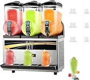VEVOR Slush Frozen Drink Machine, 3x15L Tank Commercial Margarita Machine, 800W Stainless Steel Margarita Slush Maker, Temperature Slush 16°F to 32°F Drink Maker, Perfect for Restaurants Cafes Bars