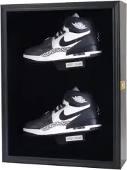 Memorabilia Shoe Display Case Wooden Frame Wall Mount Acrylic Clear Door Sneaker