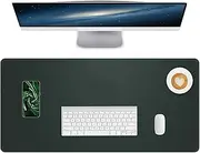 Lllunimon Leather Desk Mat Large Mouse Pad Laptop Desk Pad Waterproof Non-Slip Table Blotter Desktop Writing Pad for Office and Home (Dark Green, 80x40cm)