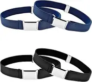 [Tatuo] 4 Pcs Kids Buckle Belt Kid Adjustable Elastic Belt Boy Stretch for Children Favor (Black, Navy Blue), Black, Navy Blue