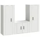 3 Piece Tv Cabinet Set White Engineered Wood Wood TV Stands & Entertainment Unit