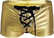 [FEESHOW] Mens Metallic Trunks Boxer Shorts Lace up Underwear Brief Bikinis Swimwear