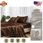 Soft and Breathable Full Size Satin Bed Sheets Set - 4 Pcs, Machine Washable