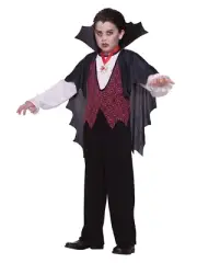 Boys Vampire Halloween Costume Shirt with Vest Cape & Medallion Small (4-6)