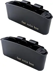 MUCKLILY 2 Pcs Car Change Organizer Storage Box Durable Car Trash Can with Non Slip Design for Easy Access and Keeping Coins Place