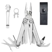 Leatherman Wave + Plus Stainless Steel Multi-Tool + Leather Sheath + Pocket Clip