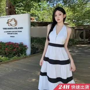 【AS 假日泳裝】條紋無袖洋裝 夏天度假連身裙 長裙 C6560