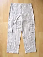 NWT $295 Alice + Olivia silver sparkle glitter cargo pants wide leg high rise 10