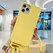 Colorful Silicone Lanyard Case for iPhone 16e 16 15 Pro Max Plus 14 13 12 11 Pro Max Mini X XR XS Max 8 7 Plus – Soft Touch, Full Body Protective, Crossbody St