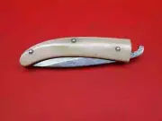 Custom Handmade Pattern Damascus Pocket knife With Leather Sheath C098