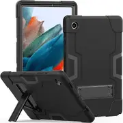 For Samsung Galaxy Tab A8 10.5 SM-X200 2021 Case, Kickstand Shockproof Heavy Duty Tough Protective Rugged Cover (Black)