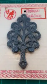 Antique Cast Iron Iron Art Co. Footed Trivet HotPlate 5" Tree Factory Sealed