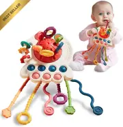 Montessori Baby Toys, Octopus Pull String, Sensory & Teething Toy for 6-12 Month