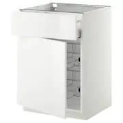 METOD / MAXIMERA base cab w wire basket/drawer/door, white/Ringhult white, 60x60x80 cm