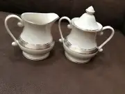Pickard Geneva Platinum Encrusted Sugar Bowl With Lid and Creamer Set