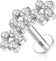[FUNLMO] 16G Tragus Conch Helix Medusa Piercing Jewelry Lip Rings Labret Jewelry Cartilage Earring Internally Threaded Labret Stud Titanium Flat Back Stud Earrings