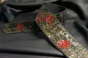 Leather guitar strap 4" custom hand made Sheridan design personalized laced