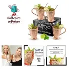 Moscow Mule Copper Mugs Set of 4 with Unique Handcrafted Embossed Design with...