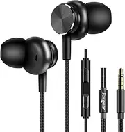 Fasgear Wired Earbuds, in Ear Earphones with Mic & Volume Remote Control Noise Isolating Deep Bass Sport Headphones HiFi Stereo Sound Compatible with iPhone 6S Plus 5S SE,iPad Pro,iPod,Smartphones, Tablets, Laptops and All 3.5mm Audio Jack (Black)