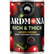 Ardmona Rich & Thick Diced Tomatos With Paste Mixed Herbs 410g