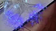 Blue and White Christmas Snowflake String lights battery