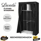 Levede Wardrobe Clothes Storage Closet Organizer Cabinet Black w/Shelf 102CM