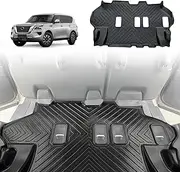 AUSGO 3D Third Row Seat Floor Mat Compatible with Nissan Patrol Y62 2012-Onwards, All-Weather Heavy-Duty Floor Liners, 3rd Row Car Mat Carpet Protection