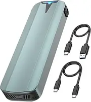 NVMe Enclosure, M.2 SSD Case, Tool-Free 10Gbps USB 3.2 Gen2 M2 SATA External Adapter, Upgrade Cooling Design, Support High Speed UASP Trim for M & M+B Key and Size 2230/2242/2260/2280 SSDs (Max 4TB)