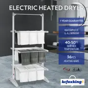 Aluminium Electric Heated Clothes Airer 3 Tier Towel Rack Stand Laundry Warmer