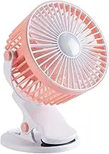 Fan with Clip, Small Personal Fan with Clip USB Rechargeable, Night Light Summer Supplies, 3-Level Speed Adjustable Long Battery Life Cooling Fan for Car, Study Room
