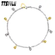 TTstyle Silver/Gold Tone Stainlesss Steel Ball Chain Anklet NEW
