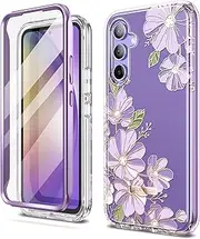 [SURITCH] for Samsung Galaxy A54 5G Case, [Built-in Anti-Scratch Screen Protector] 360° Full Body Protection Shockproof Rugged Bumper Phone Cover for Samsung A54 5G 6.4 Inch - Purple Cosmos
